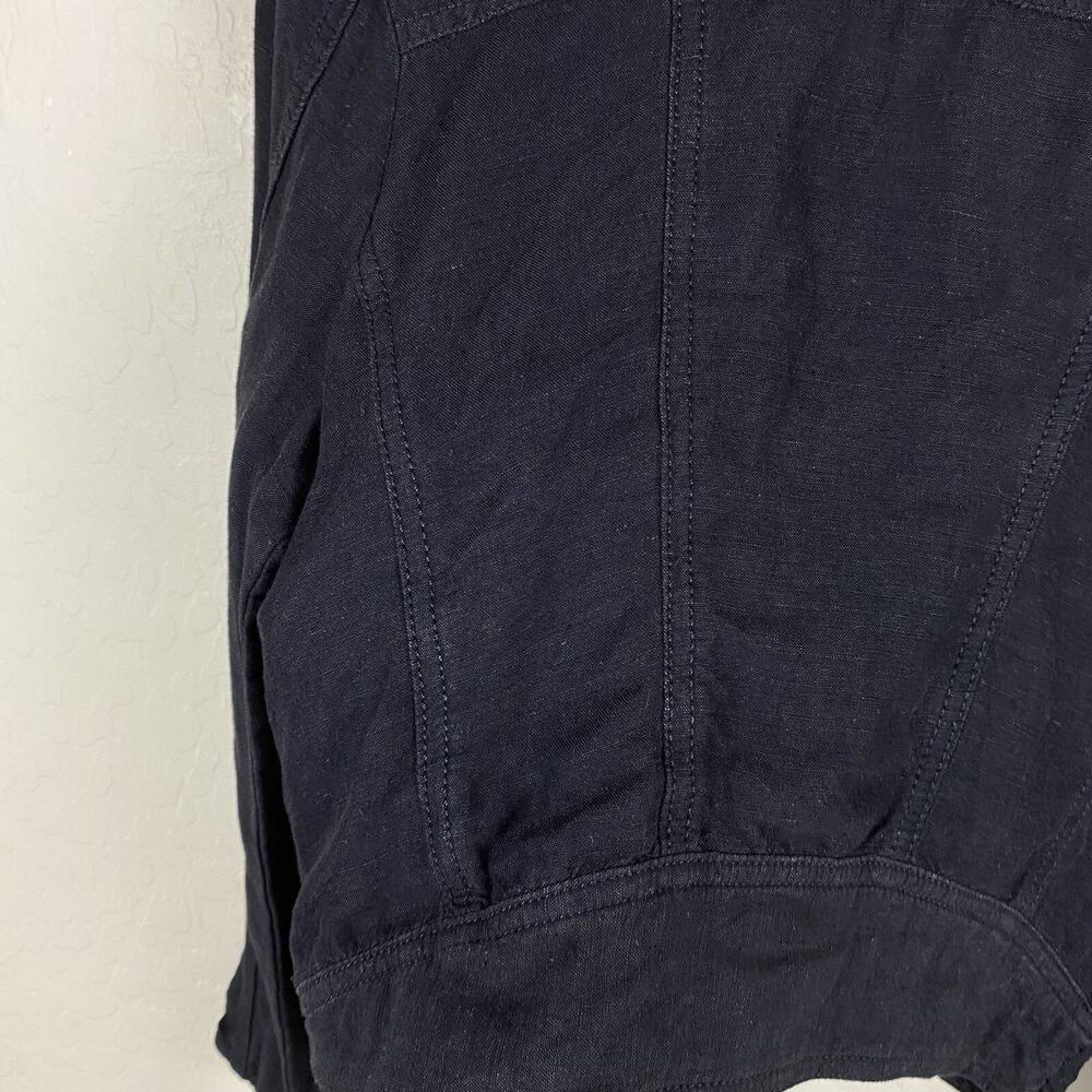 Lucky Brand Womens Linen Blend Moto Biker Jacket Black Sz S Grunge Streetwear - Picture 6 of 11